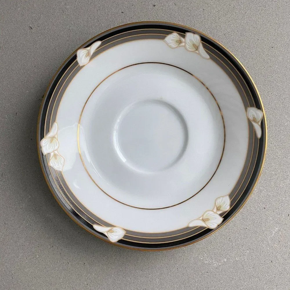 1985 Vintage Noritake Legendary Ellington Lily Design Footed Cup and Saucer Set